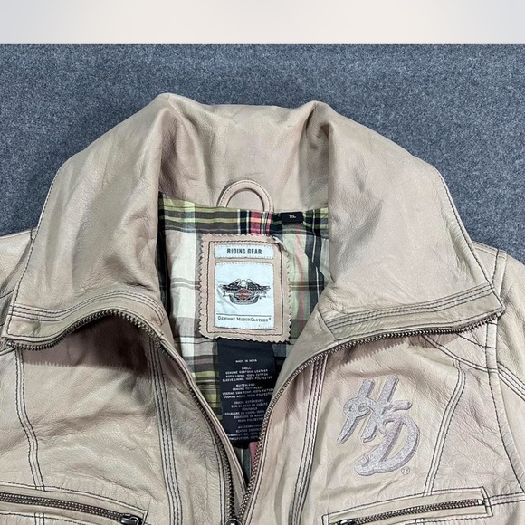 Women’s  Beige HD Leather Jacket - Picture 6 of 8